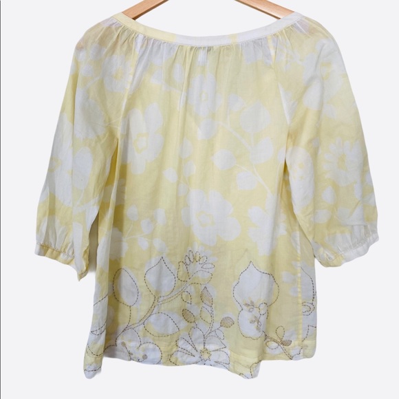 CAbi Check Embroidered Flower Button Notch Blouse - Picture 2 of 5